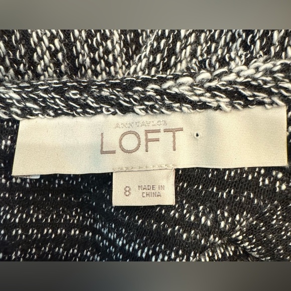 Ann Taylor Loft Black White Tweed Dolman Sleeve Contrast Shift Dress Size 8 - Picture 5 of 9